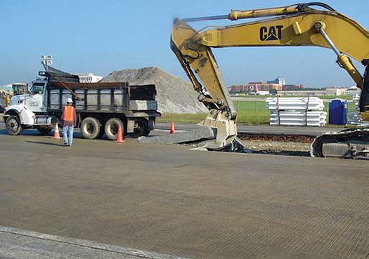 Runway 8R/26L was 37 years old in 2006 when crews tore out 250,000 square yards of material to replace the 16-inch-thick runway and associated taxiway and entrances.