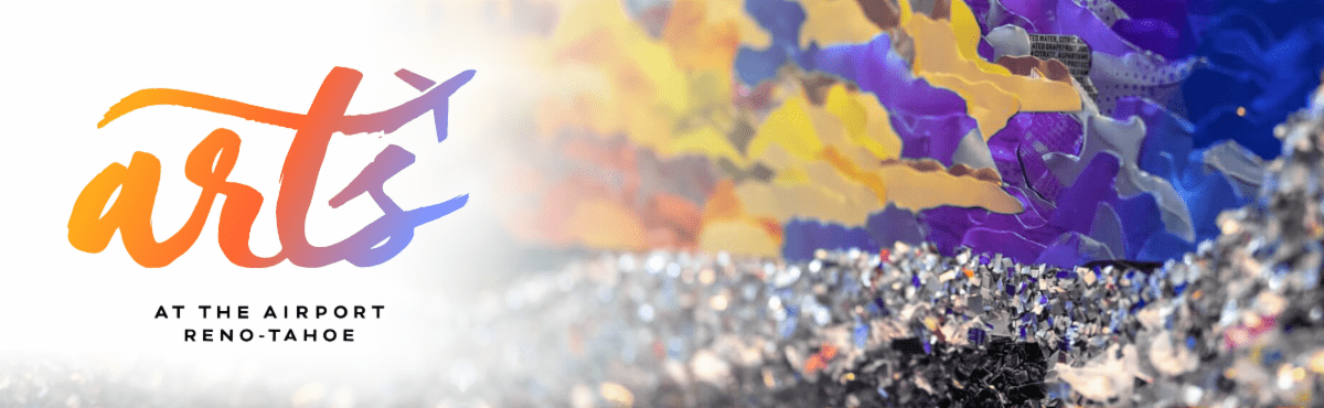 Colorful display with Arts and the Airport logo