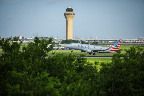 Greenery_tower%20AA%20landing - Views of Dallas Fort Worth International Airport on Wednesday May 11, 2022. (Andy Jacobsohn) Greenery_tower%20AA%20landing