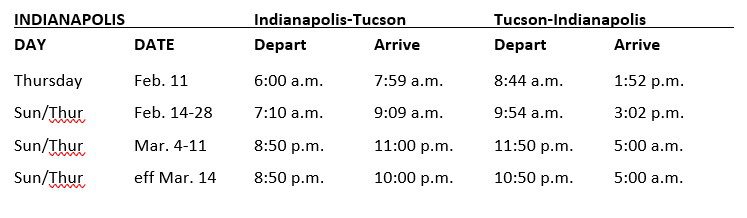 TUS Welcomes Back Allegiant Air with Low Fares to Indy, Provo and Vegas