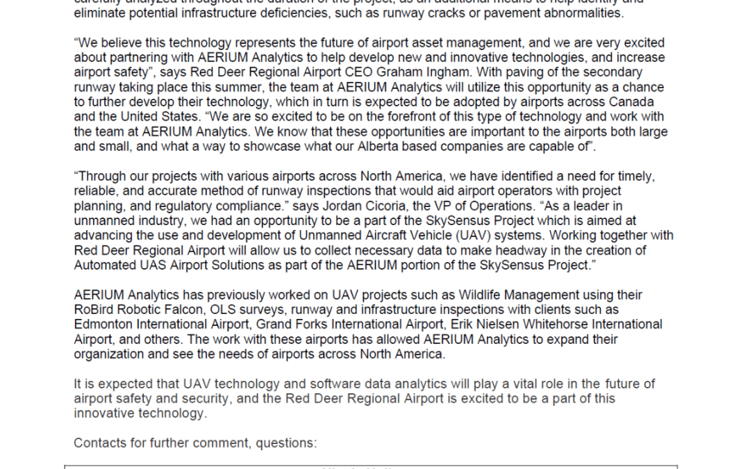 Red Deere Regional Airport Adopts UAV Technology