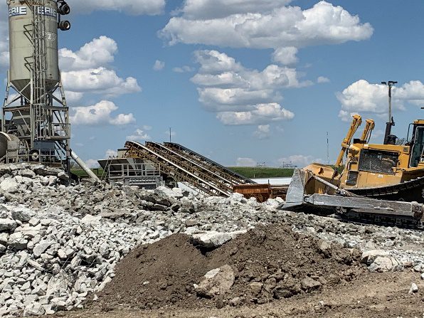 Construction site at Milwaukee Mitchell showing recycled concrete aggregates
