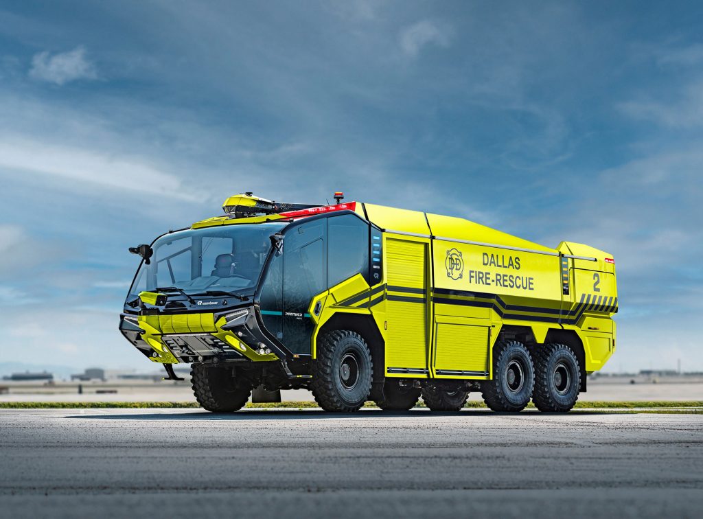 The Dallas Fire-Rescue Department plays an important role as a cooperation partner. During the approximately 6-month test phase, the vehicle will be put through its paces. Tests will include integration into daily operations, performance compared to the current fleet, and functionality in training operations. (Source: Rosenbauer)