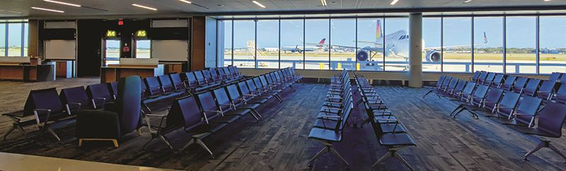 Holdrooms include multiple types of Vitra seating to accommodate the needs and references of various passengers