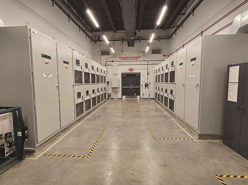 This is one of the airport’s three fire-rated control rooms that house switchgear regulator control systems to manage runway lighting.