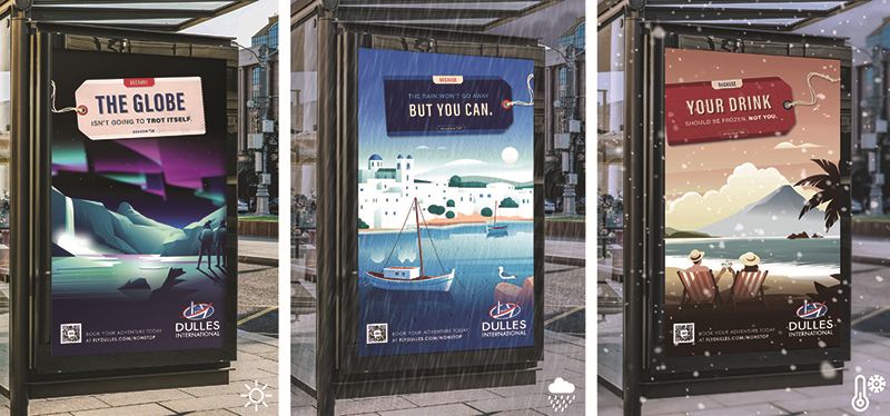 The messages on some outdoor ads changed to reflect changes in the weather.
