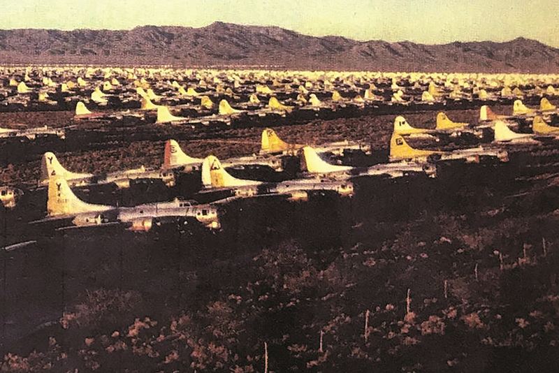 Obsolete military aircraft were chopped up and melted down for their aluminum content.