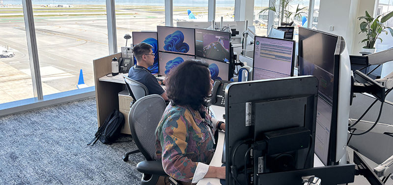 There are 67 work stations inside the Integrated Operations Center.