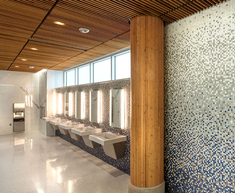 Restrooms were expanded and updated.