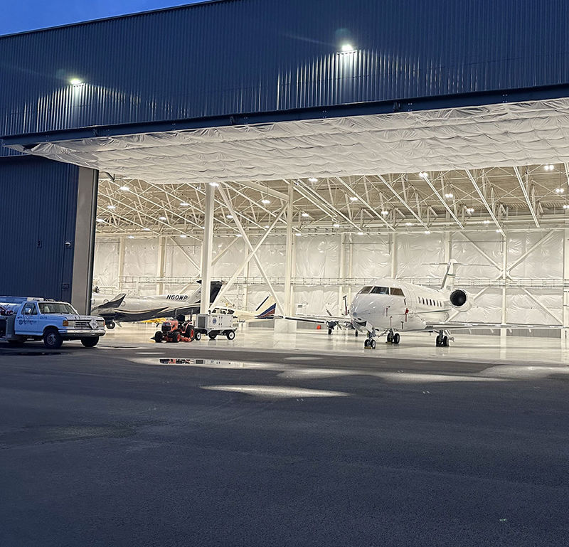 The new hangar provides nearly 20,000 square feet of indoor parking for aircraft.