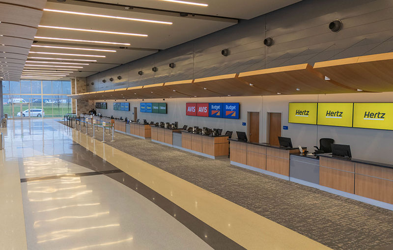 All eight of the airport’s car rental companies are now located in the same facility.
