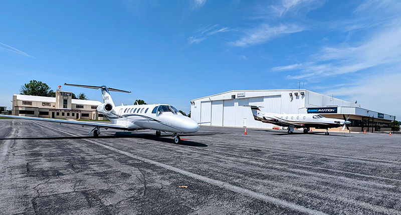 A box hangar was transformed into the new airport-owned FBO.