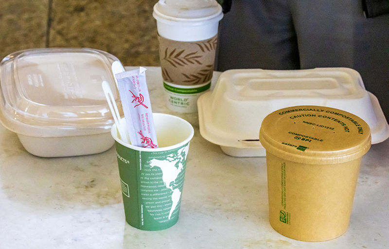 The airport gave concessions tenants two years to source and test new compostable packaging.